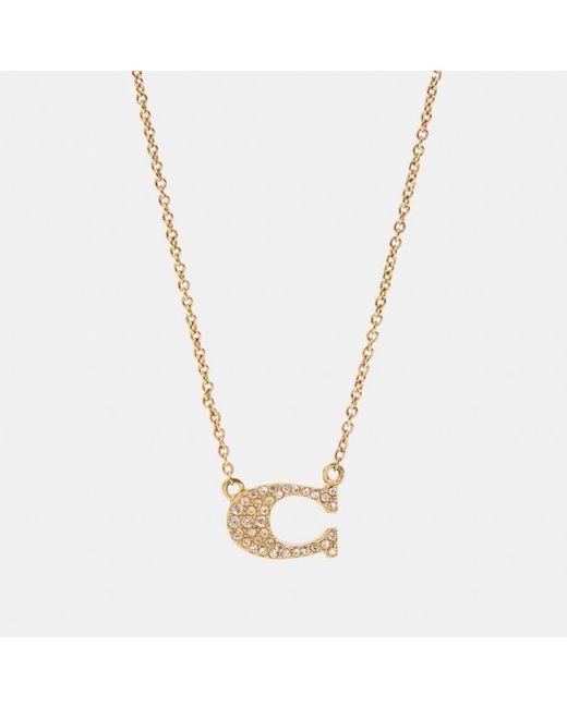 COACH White Pave Signature C Necklace