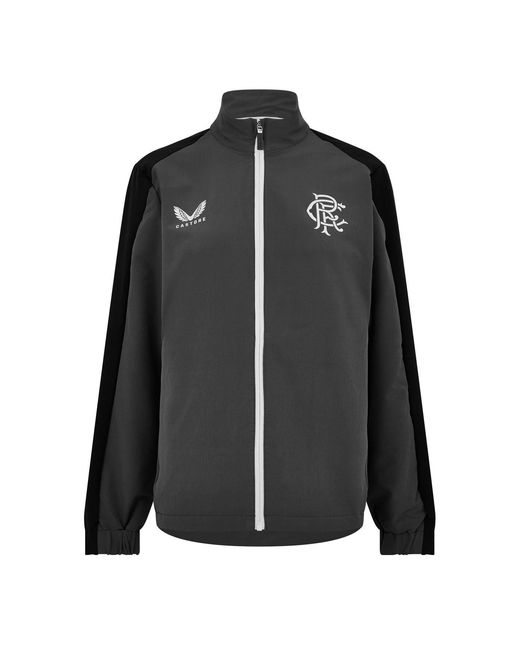 Castore Black Rangers Fc Mock Neck Relaxed Fit Track Jacket