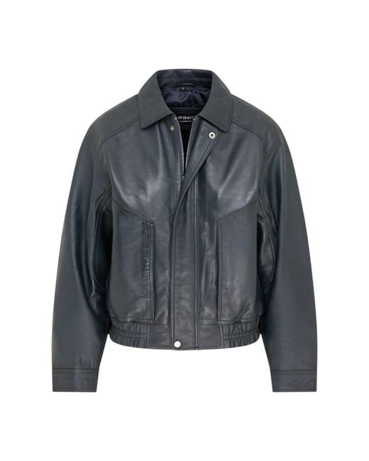 Infinity Leather Gray Biker Bomber Oversized Jacket