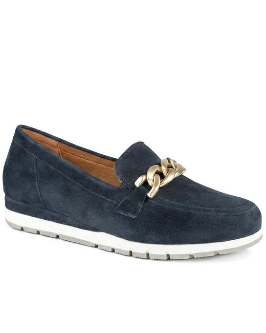 Jones Bootmaker Blue Orsa Leather Chain Detail Loafers