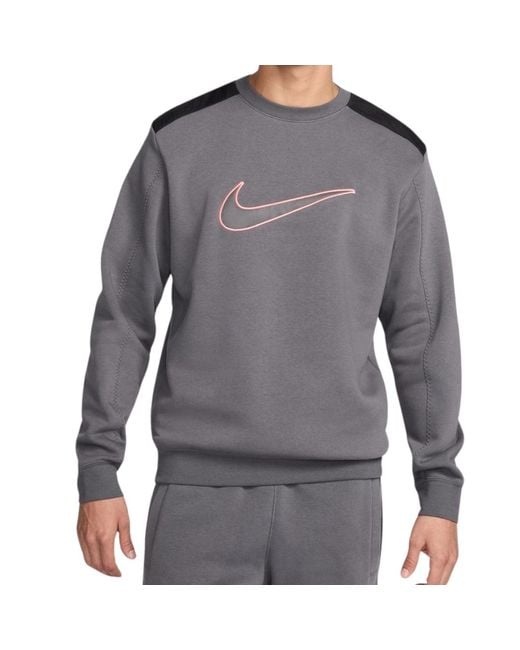 Nike Gray Large Swoosh Logo Jumper Cotton for men