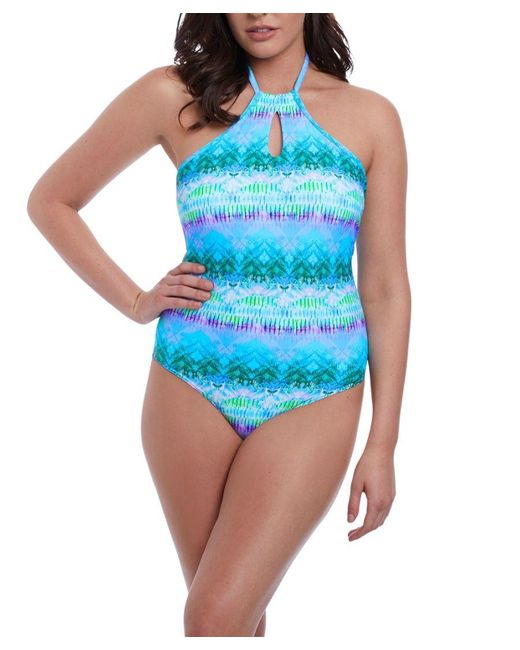 Freya Blue Seascape High Neck Swimsuit