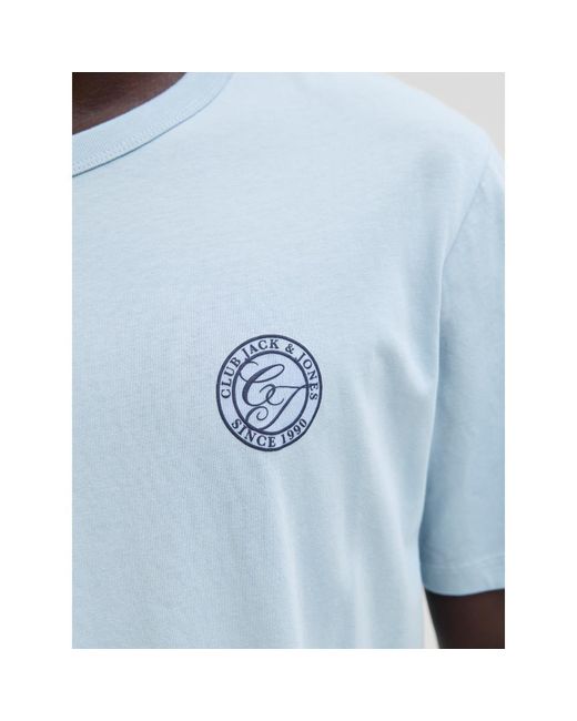 Jack & Jones Blue Relaxed Fit Crew Neck T-Shirt Cotton Blend for men