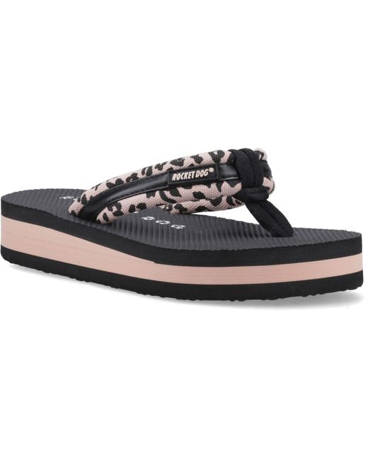 Rocket Dog Blue Monica Leon Leopard Textile Light Flip Flops