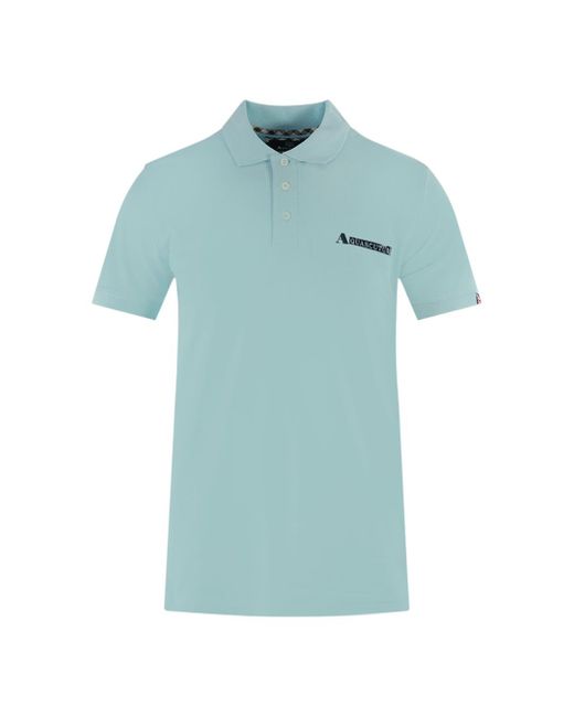 Aquascutum Blue Boxed Logo Light Polo Shirt Cotton for men