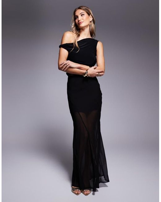 ASOS Black Sheer Maxi Skirt With Mini Lining