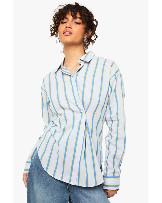 Boohoo Blue Cinched Shirt