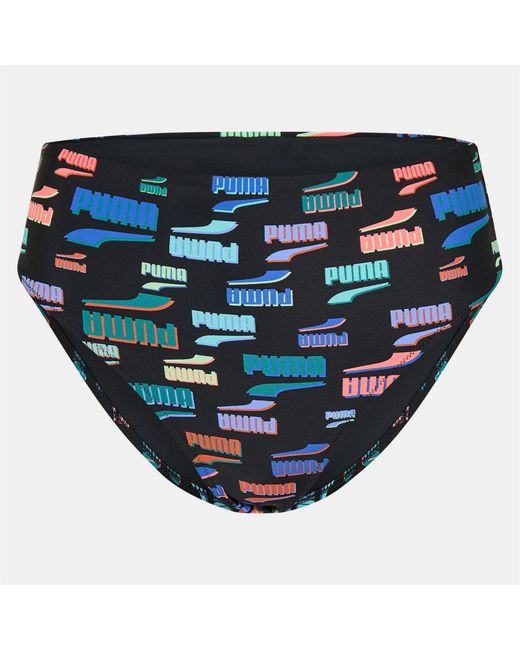 PUMA Blue All Over Logo Print Bikini Bottom