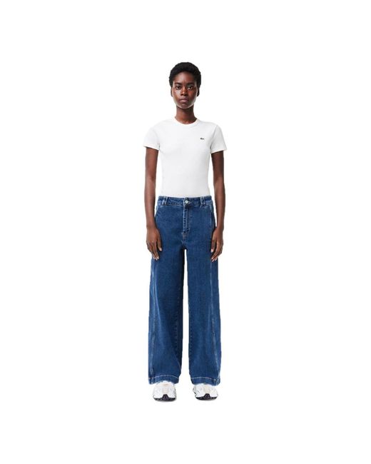 Lacoste Blue Wide Leg Relaxed Fit Jeans