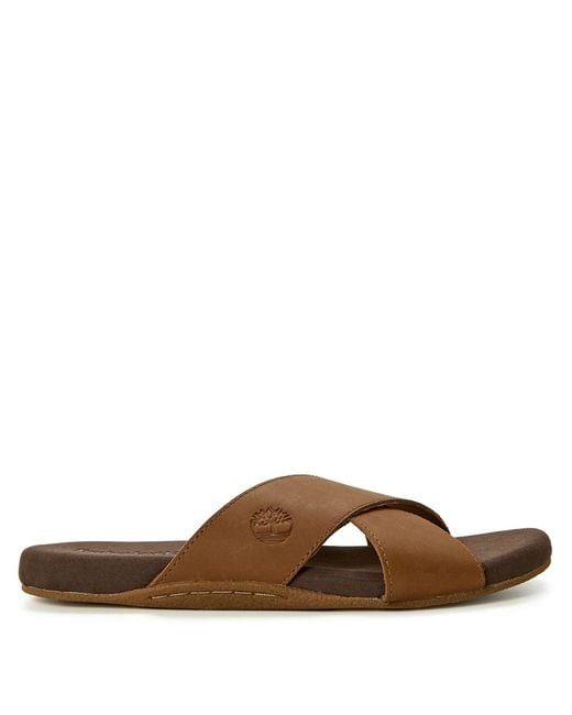 Timberland Brown Solid Patterned Open Toe Slide Sandals for men