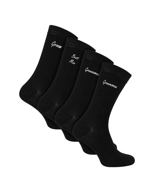Sock Snob Black 4 Pairs Wedding Socks For Groomsman Groom And Best for men