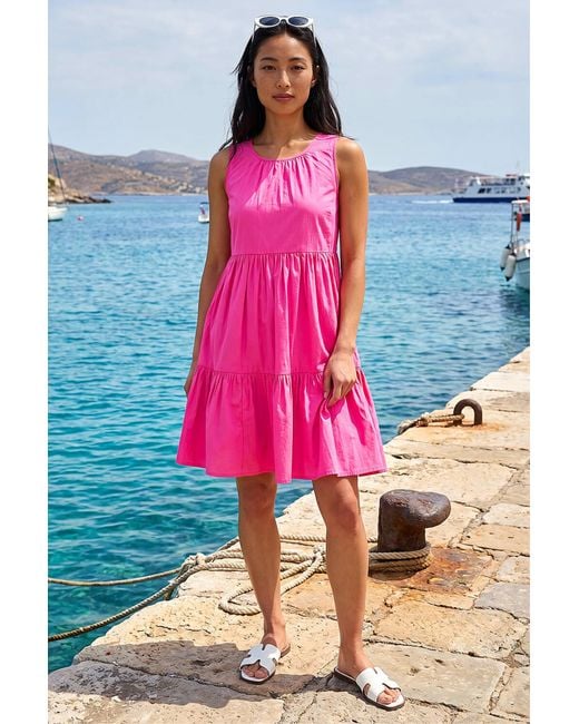Roman Pink Petite Cotton Tiered Smock Dress