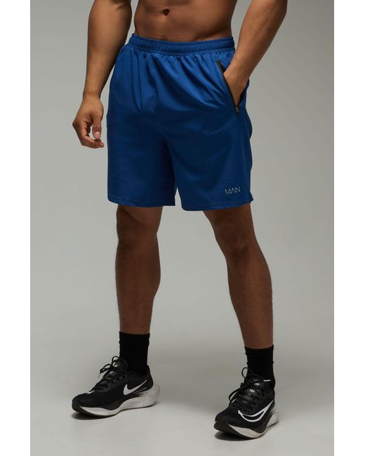 BoohooMAN Blue Active Regular Fit Stretch Woven 7Inch Short for men
