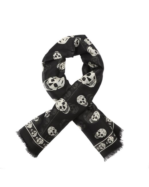 McQueen Black Schädel-Seidentuch