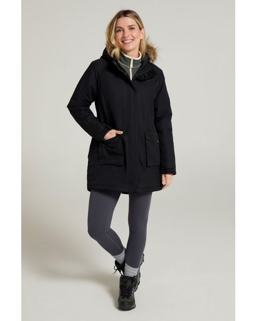 Mountain Warehouse Black 'Tarka' Long Jacket Waterproof Winter Warm Padded Coat