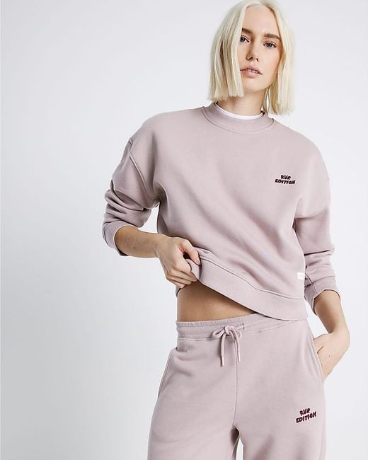 River Island Pink Sweatshirt Rvr Edition Back Print Cotton