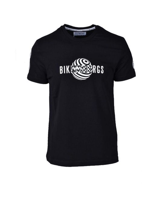 Bikkembergs Black Print Short Sleeve T-shirt With Round Neck for men