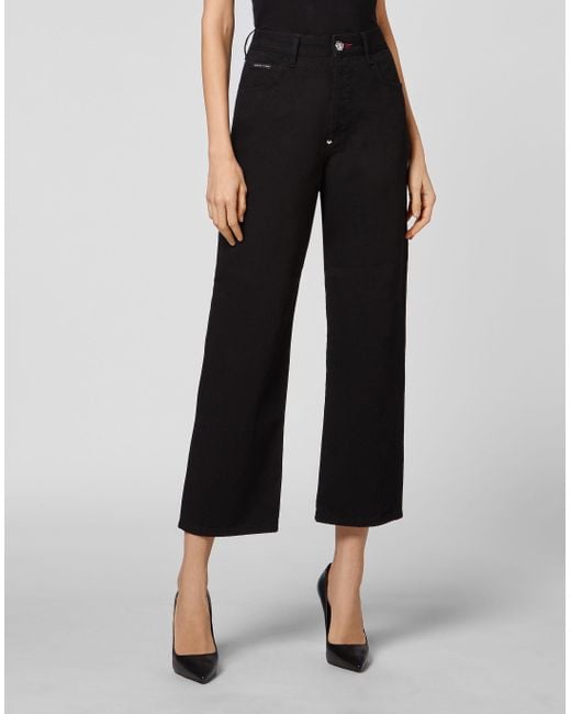 Philipp Plein Denim Broek Losjes Iconic Plein in het Black