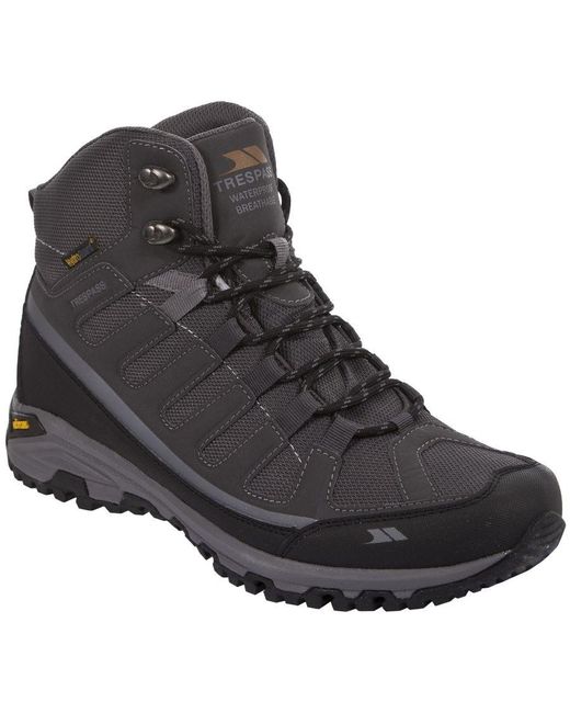 Trespass Black Tennant Waterproof Hiking Boots for men