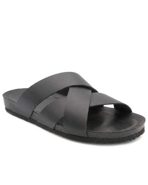 Jones Bootmaker Black Wallsend Leather Mule Sandals for men