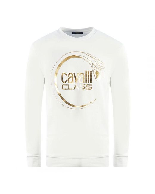 Class Roberto Cavalli White Piercing Snake Logo Sweatshirt for men