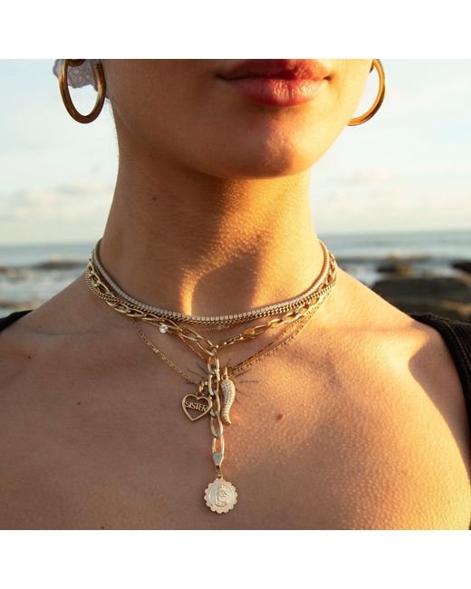 SEOL + GOLD Metallic 18Ct Plated Pave Cornicello Pendant Sterling