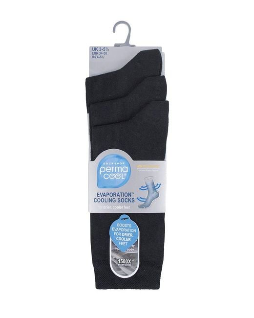 Permacool Black Breathable Moisture Wicking Anti Sweat Socks For Hot Weather