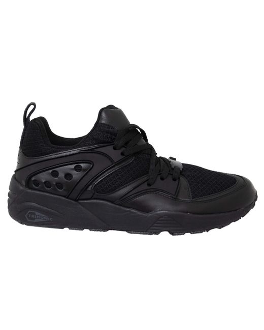 PUMA Black Blaze Of Glory Ying Yang Leather Textile Lace Up Trainers 359687 02 for men