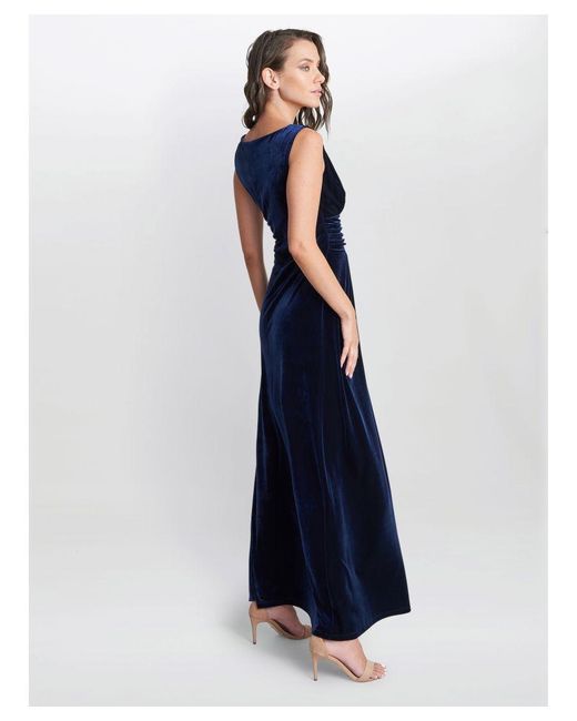 Gina Bacconi Blue Patricia Sleeveless Velvet Maxi Dress