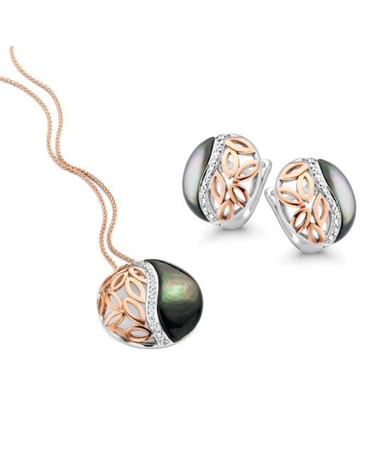 Orphelia Metallic 'Unari' 925 Sterling Set: Chain-Pendant + Earrings