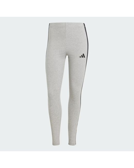 Adidas Gray 3 Stripes Cotton Leggings Je0068