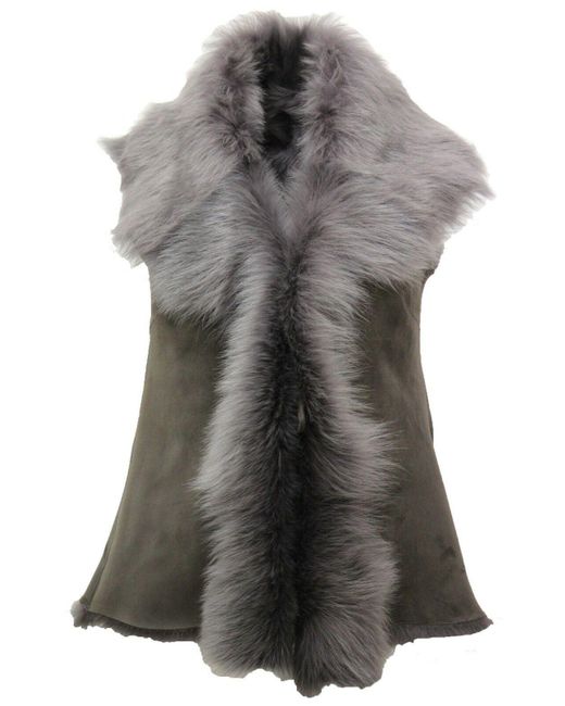 Infinity Leather Gray Toscana Sheepskin Short Gilet-Denver