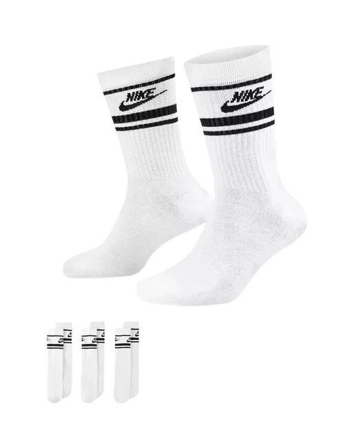 Nike White Sportswear Dri-Fit 3 Pair Socks for men