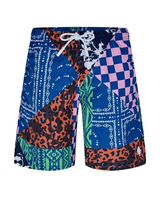 Marcelo Burlon Blue Patchwork Swim Short for men