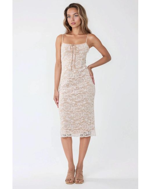 Hiccup White Square Collar Lace Midi Bodycon Dress