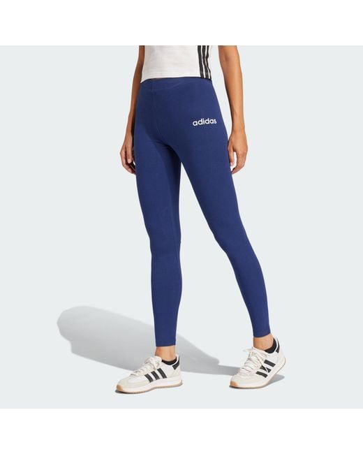 Adidas Blue Essentials Linear Cotton Leggings