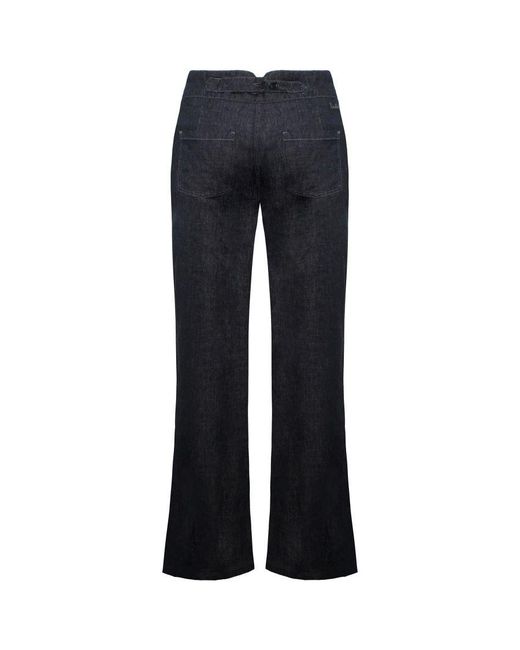 Timberland Blue Wide Leg Relaxed Chambray Linen Pants A0597 440