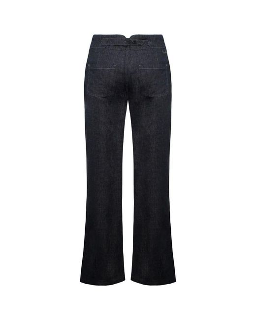 Timberland Blue Wide Leg Relaxed Chambray Linen Pants A0597 440