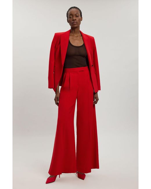 Karen Millen Compact Viscose Tailored Wide Leg Trouser