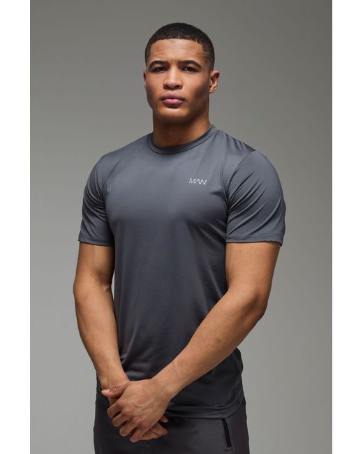 BoohooMAN Gray Active Regular Fit Performance T-Shirt for men