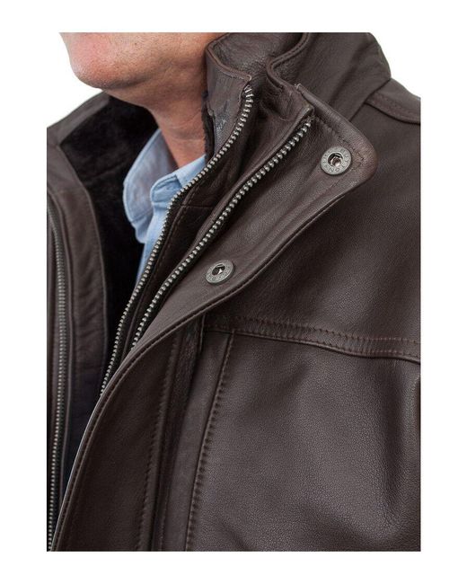 Infinity Leather Brown Warm Mid-Length Biker Jacket for men