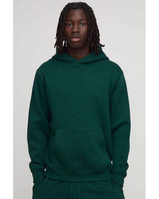 BoohooMAN Green Basic Regular Fit Over The Head Hoodie for men