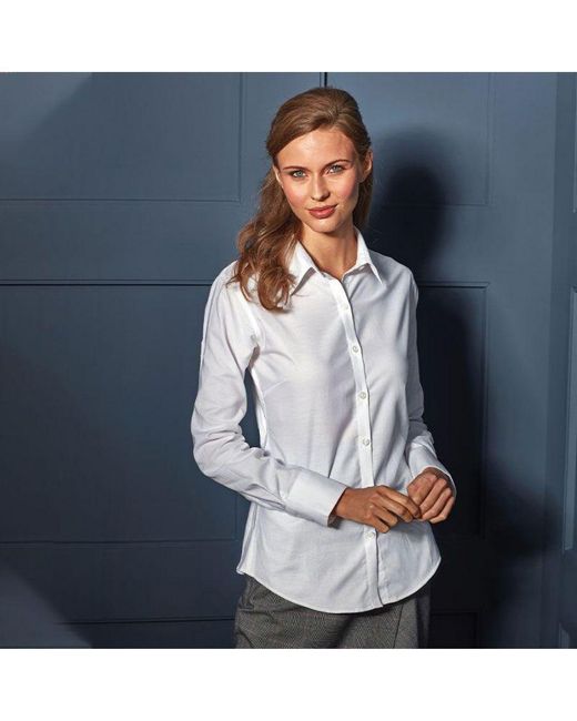PREMIER White Ladies Signature Oxford Long Sleeve Work Shirt