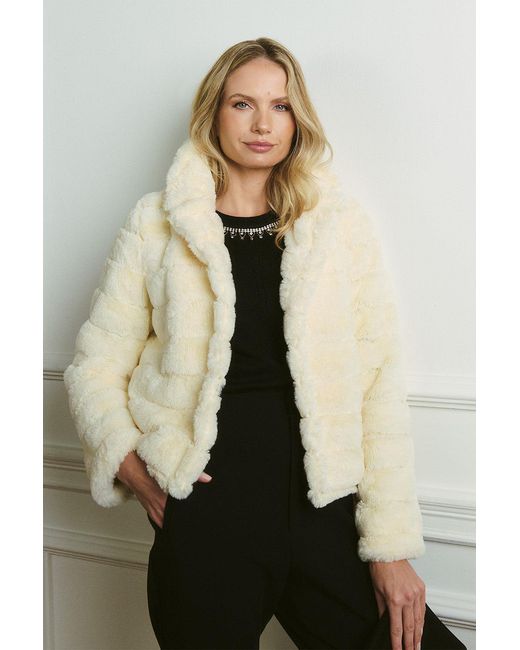 Izabel London Natural Faux Fur Cropped Jacket