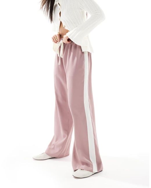 ASOS Pink Pull On Trousers With Contrast Panel