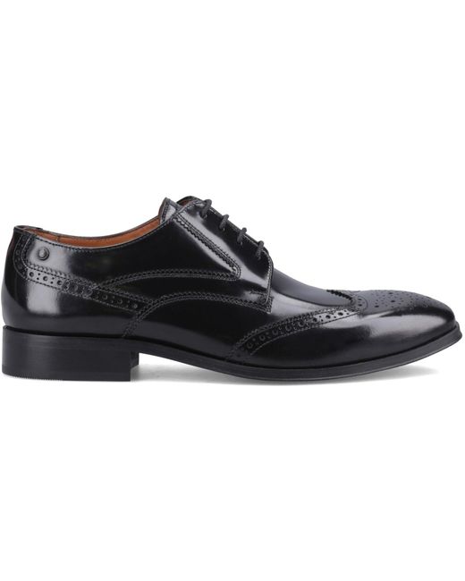 Base London Black Steeple Brogue Shoes Leather for men