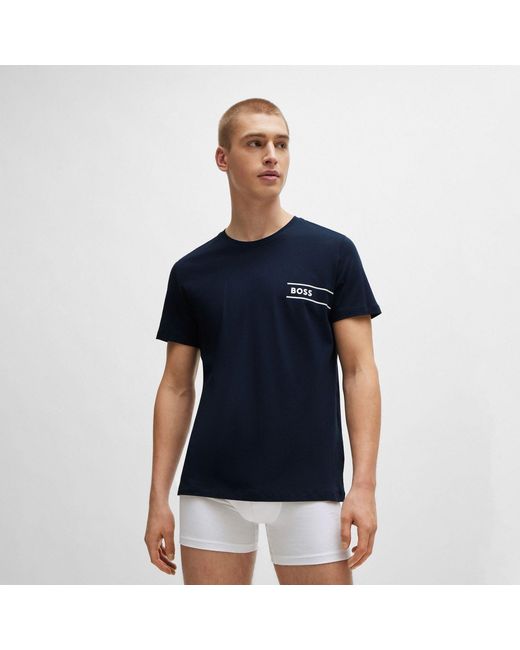 Boss Crewneck Underwear T-shirt In Donkerblauw in het Blue voor heren