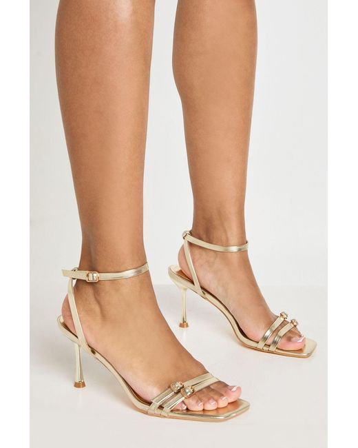 Boohoo Natural Wide Fit Strappy 2 Part Buckle Heels