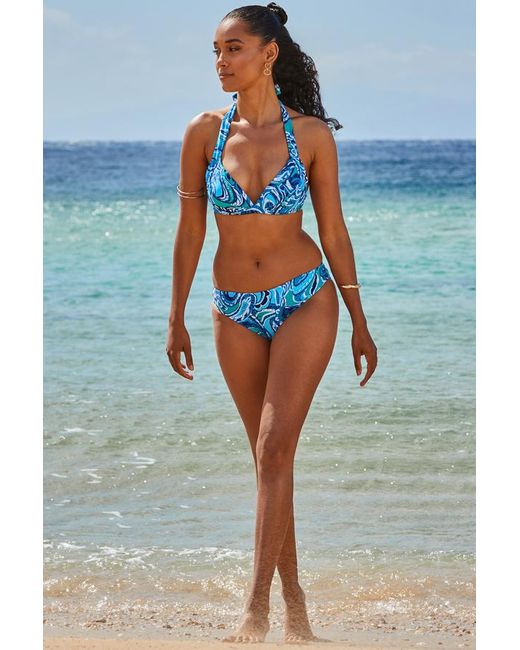Sosandar Blue Paisley Print Hipster Bikini Bottoms