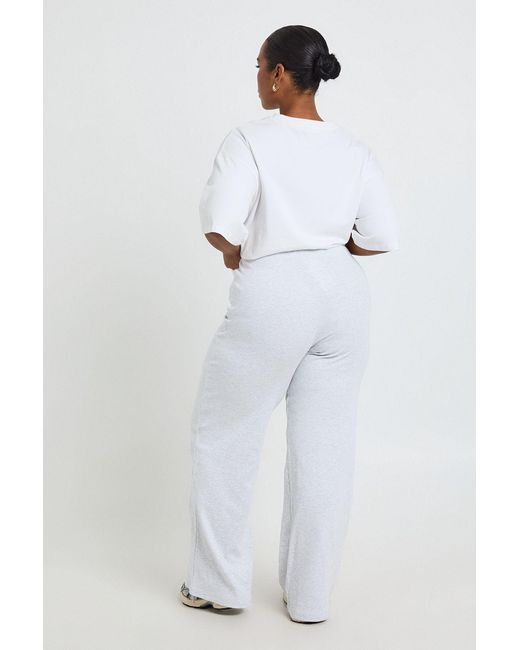 Boohoo Gray Plus Basic Rib Straight Leg Trouser